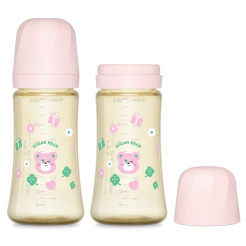 그로미미 노티드 PPSU 슈가베어 젖병 트윈팩, 스트로베리, 300ml, 1개