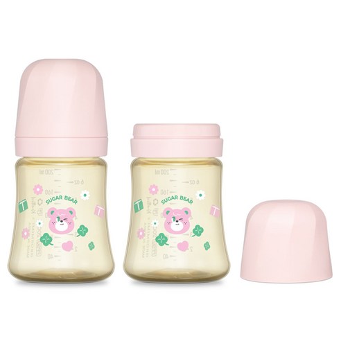그로미미 노티드 PPSU 슈가베어 젖병 트윈팩, 스트로베리, 200ml, 1개