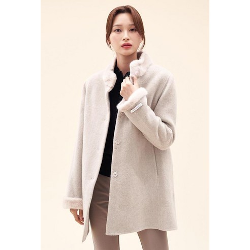올리비아하슬러 여성용 천연모피 캐시미어 혼방 보온 코트 OHCWCT301 후기 분석 - 디테일 컷
