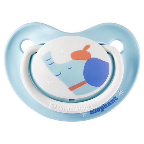 더블하트 디어프렌즈 꿈꾸는코끼리 노리개젖꼭지, S(0~3개월), 블루, 1개