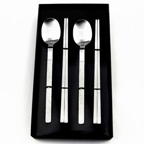 보겐 해머글로우 커트러리 2인용 수저 선물 세트, 실버, 1세트, 숟가락 2p + 젓가락 2벌 + 선물박스