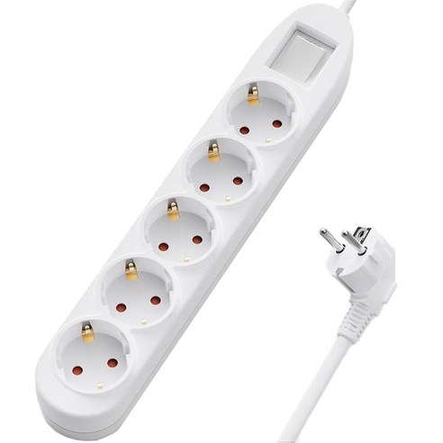 TGIC 16A 접지 과부하 차단 난연소재 멀티탭 5구 TGTAP-59J, 화이트, 1개, 1.5m