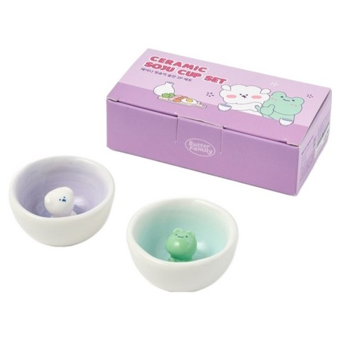 버터 햅삐데이 레이니 멍솜이 술잔 2종 세트, PURPLE + GREEN, 1세트