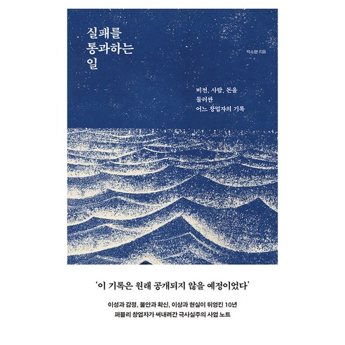 실패를 통과하는 일:비전 사람 돈을 둘러싼 어느 창업자의 기록, 박소령, 북스톤