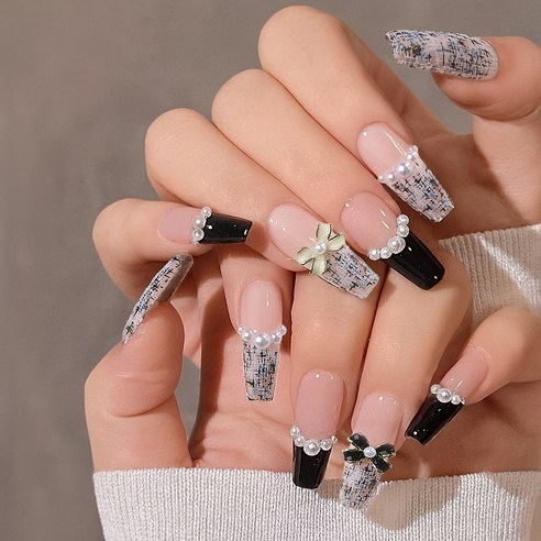 잇템샵 롱 숏 디자인 컬렉션 프렌치 네일팁, 라메르, 1개