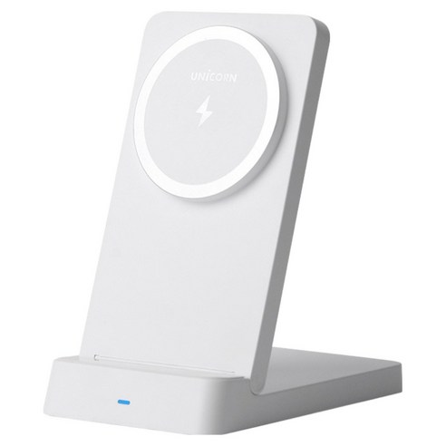 유니콘 15W 접이식 PD3.0 QC3.0 지원 스탠드 맥세이프 고속무선충전기 ZQ-M15W, 화이트, 1개
