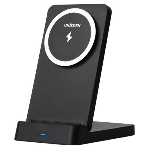 유니콘 15W 접이식 PD3.0 QC3.0 지원 스탠드 맥세이프 고속무선충전기 ZQ-M15W, 블랙, 1개