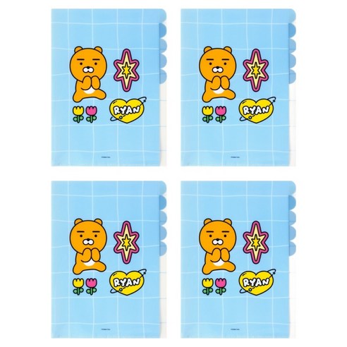 카카오프렌즈 세이치즈 5포켓 파일, 4개, 라이언