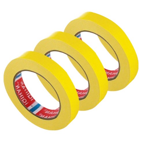 다다 칼라 종이 디자인 마스킹 테이프 15mm x 15m, 옐로우, 3개
