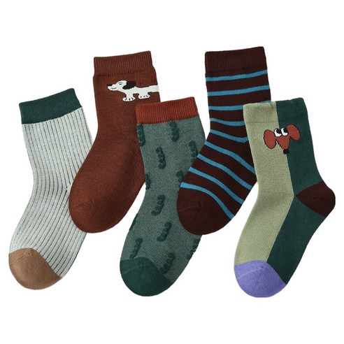 꼼제 그린빈 중목 양말 SKA17 5켤레 세트