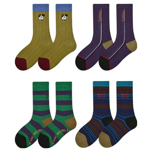 꼼제 아동용 굿윌 자수 양말 SKA20 4켤레 세트