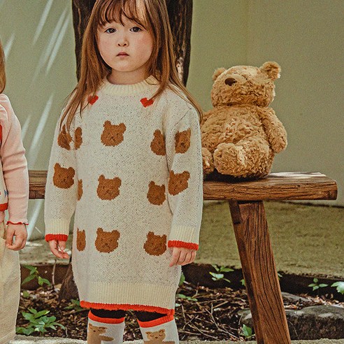 삠뽀요 고미 니트 원피스 OLTBC01 130, 130, 색상, 레드 섬네일