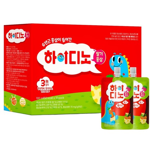 아람농장 하이디노 딸기 홍삼 주스 10p, 1L, 1개