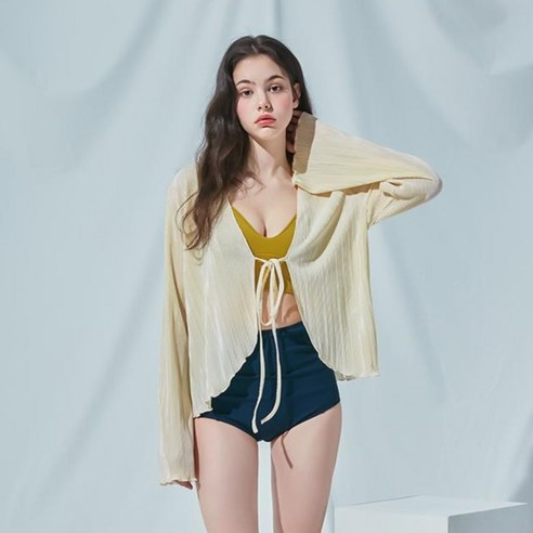 비키니밴더 여성용 루즈핏 플리츠 커버업 가디건