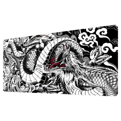 쇼핑닥터 타투 드레곤 대형 게이밍 가정용 논슬립 마우스장패드 300 x 700 x 2 mm, 블랙 소울 드래곤, 1개
