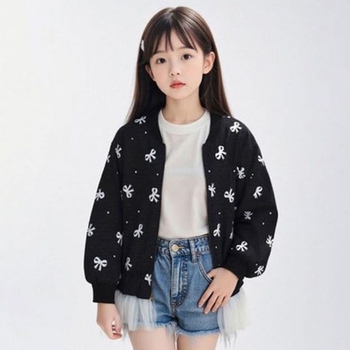 Arbe 여아용 멜라운지 리본 바람막이