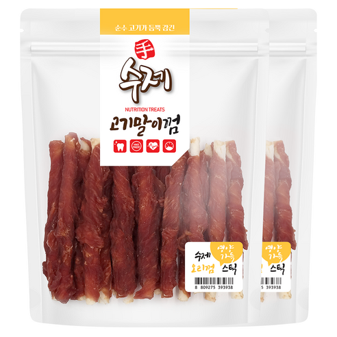 펫스토리 강아지 영양가득간식 수제 고기말이 껌스틱, 오리맛, 210g, 2개