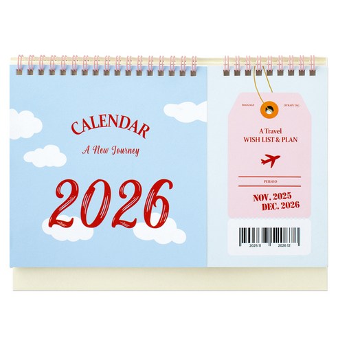 뮤니드 2026 여행 기록 탁상 달력, 1개, 혼합색상
