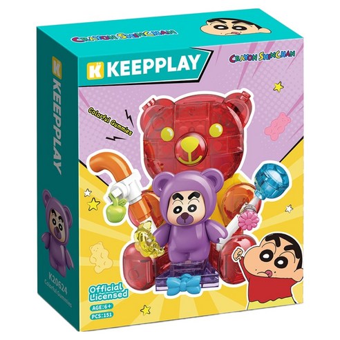 짱구 블럭 피규어 음식 시리즈 곰돌이 캔디, 혼합색상, 1개