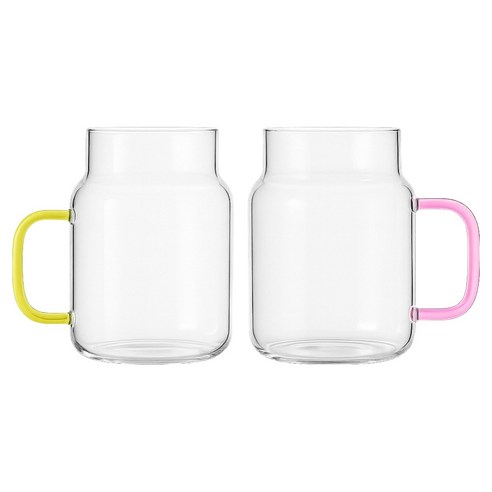 발룬피니 내열유리 컬러핸들 머그컵 840mL x 2종 세트, 혼합색상, 1세트