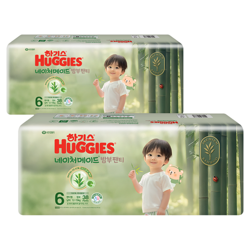 하기스 네이처메이드 밤부 팬티형 기저귀 남아용 점보형, 6단계, 76매