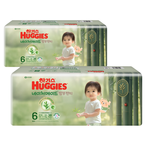 하기스 네이처메이드 밤부 팬티형 기저귀 여아용, 6단계, 76매