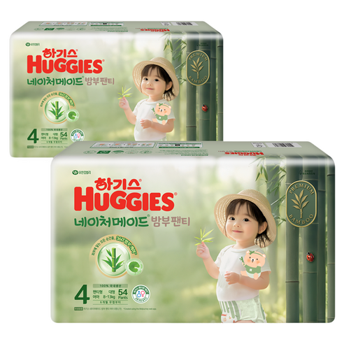 하기스 네이처메이드 밤부 팬티형 기저귀 여아용, 4단계, 108매