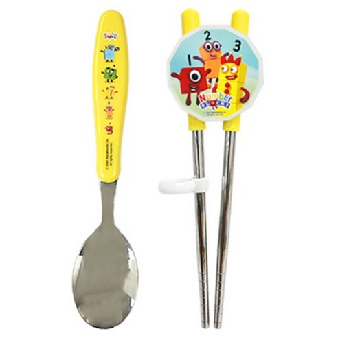 르번 넘버블록스 스푼 + 양손교정젓가락 세트, 혼합색상, 1세트