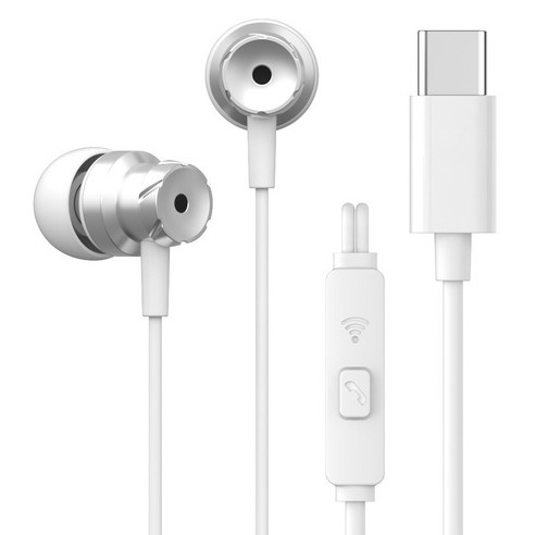 아이리버 C타입 커널형 줄꼬임 방지 컴퓨터 노트북 애플 삼성 호환 유선 이어폰, BVC-180, 화이트