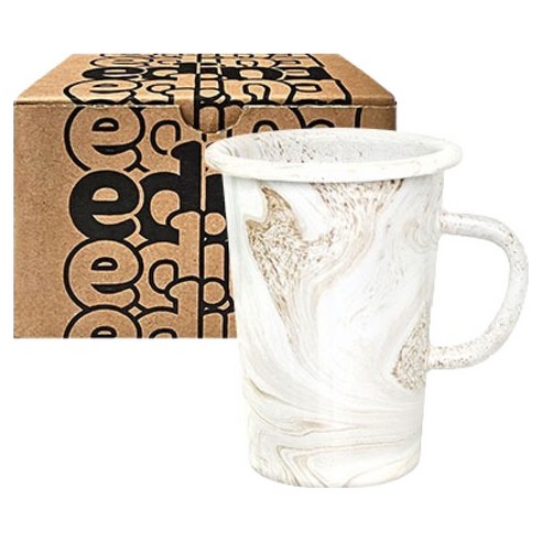eding 마블웨이 법랑 롱 텀블러 핸들 머그컵 450ml, 브라운웨이, 1개