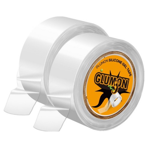 글루몬 자국없는 초강력 실리콘 클리어 겔 나노 양면 테이프 30mm x 3m, 2개