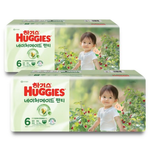 하기스 네이처메이드 팬티형 기저귀 여아용 점보형, 6단계, 76매