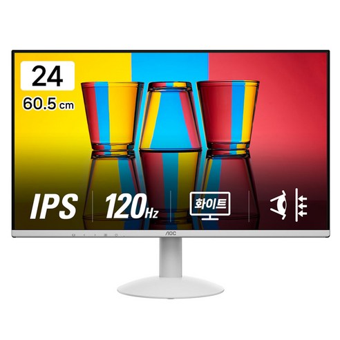 AOC 알파스캔 AOC 보더리스 IPS 120 무결점 모니터 화이트, 60.5cm, 24B30H3/BW