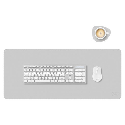 지클릭커 가죽 장패드 데스크 매트 900 x 400 mm + 티코스터 세트, 라이트 그레이, 1세트