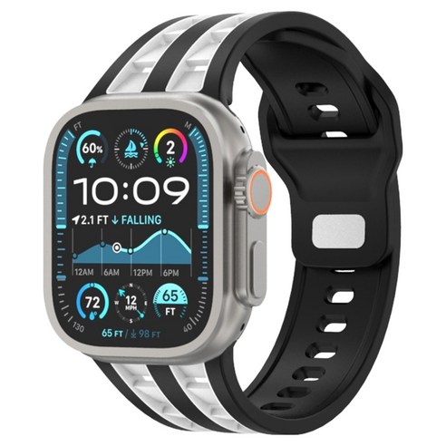 하마테 스마트워치 러기드 투톤 스포츠 실리콘 스트랩 42/44/45/46/49mm, 블랙화이트, 1개