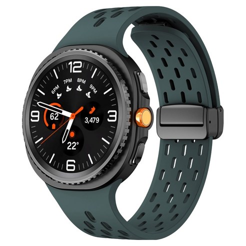 하마테 스마트워치 멀티타공 마그네틱버클 실리콘 스트랩 40 / 44 / 46mm, 다크그린, 1개