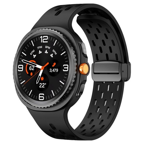 하마테 스마트워치 멀티타공 마그네틱버클 실리콘 스트랩 40 / 44 / 46mm, 블랙, 1개