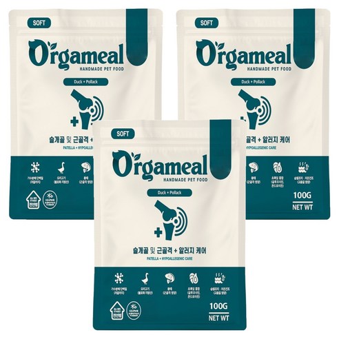 올가밀 강아지 소프트 가수분해 반습식 사료 오리 + 황태, 뼈/관절강화, 100g, 3개