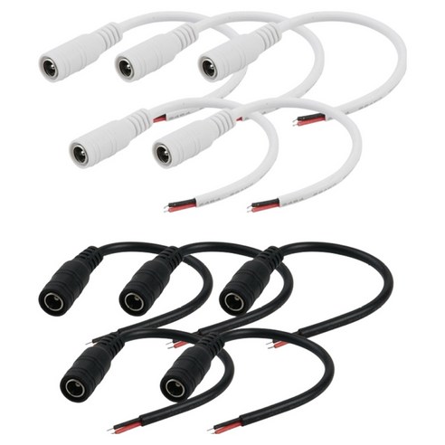 컴스 제작용 2선 DC 전원 케이블 White 5p + Black 5p 세트 외경 5.5mm 내경 2.1mm CP311, 1세트, 10cm