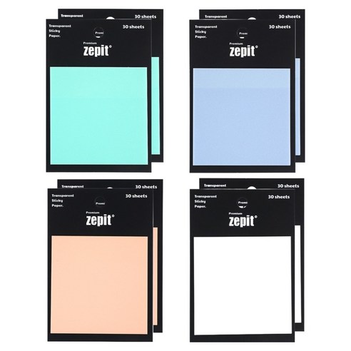 포포팬시 고급 트레이싱지 반투명 제피트 점착 메모지 4종 x 30p x 2개 세트, 펄디자인SET, 1세트
