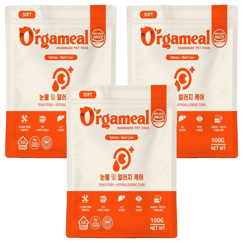 올가밀 강아지 소프트 가수분해 반습식 사료, 눈물개선/눈건강, 100g, 3개