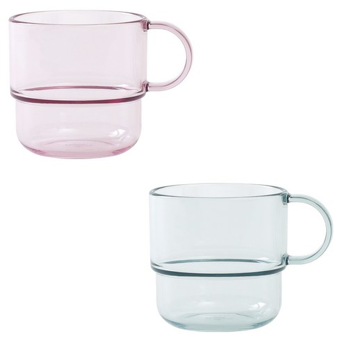 탁가온 유아용 에코젠 한손 투명컵 2종 세트, 핑크, 민트, 1세트, 200ml