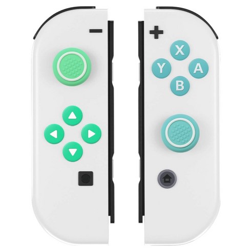 스페이스쉴드 닌텐도 스위치 OLED 조이콘 호환 ABXY 방향 버튼 스틱 캡 실리콘 컬러 톤 체인지 키트, 민트 + 라이트스카이, 1개