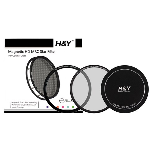 에이치앤와이 HD MRC STAR 6X 마그네틱 필터 + 렌즈캡 세트 82mm, 1세트