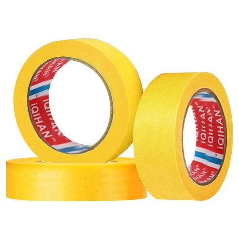 다다 칼라 종이 디자인 마스킹 테이프 25mm x 15m, 옐로우, 3개