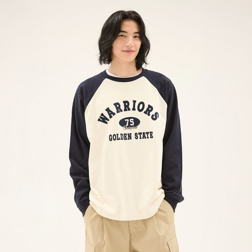 NBA 남녀공용 라글란 배색 긴팔 티셔츠 N251TS021P