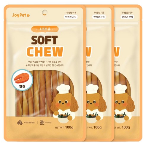 조이펫 강아지 소프트 츄 간식, 100g, 3개, 연어
