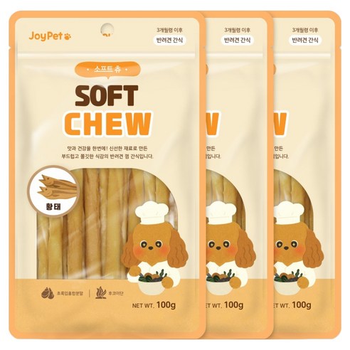 조이펫 강아지 소프트 츄 간식, 황태, 100g, 3개