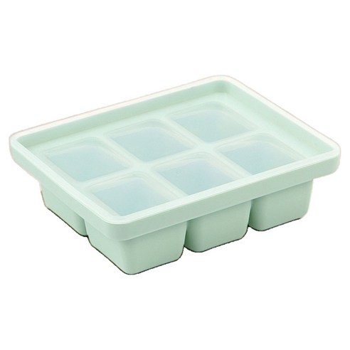 빅벅 유아용 실리콘 이유식 큐브 얼음틀 6구, 그린, 1개, 330ml