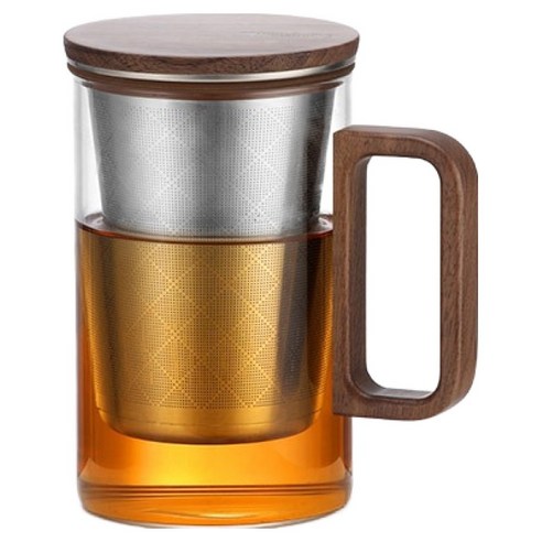 사마도요 우드핸들 티머그 티팟 500ml BC10 스텐필터, 혼합색상, 1개